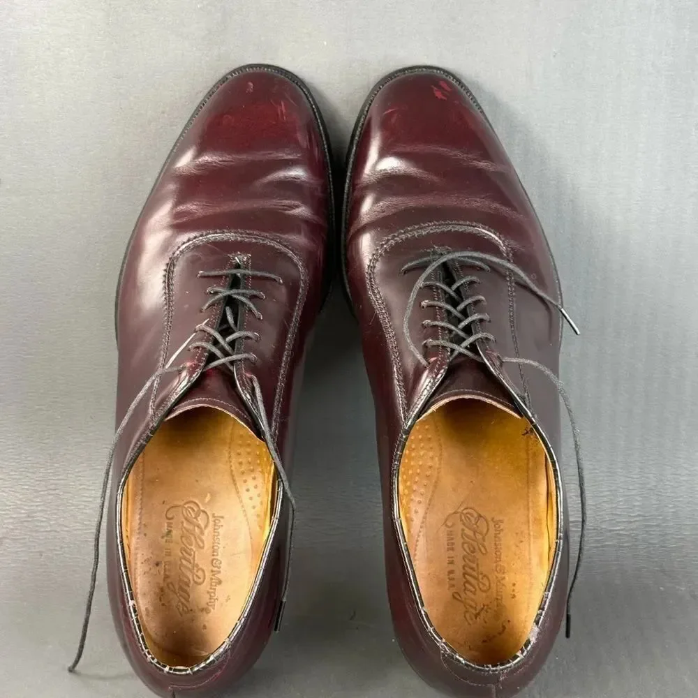 Johnston & Murphy Heritage Oxfords Shoes Mens Size 10 Burgundy Black